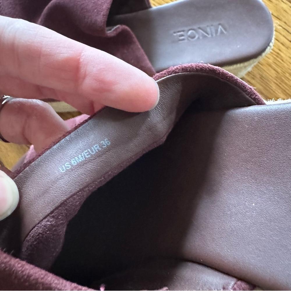 Vince Solana Suede Burgundy Slide-On Platform Espadrille Sandals | Size 6 - Picture 4 of 6
